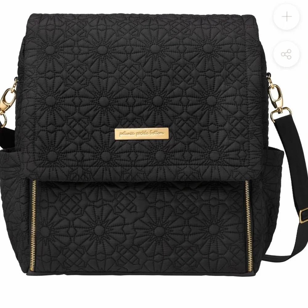 Petunia Pickle Bottom Black Floral Quilted Baby Bag